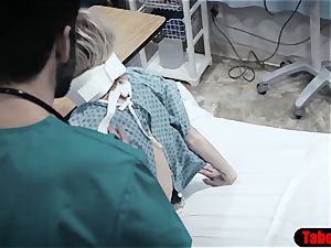 doc gives patient a sponge bath and vaginal investigate